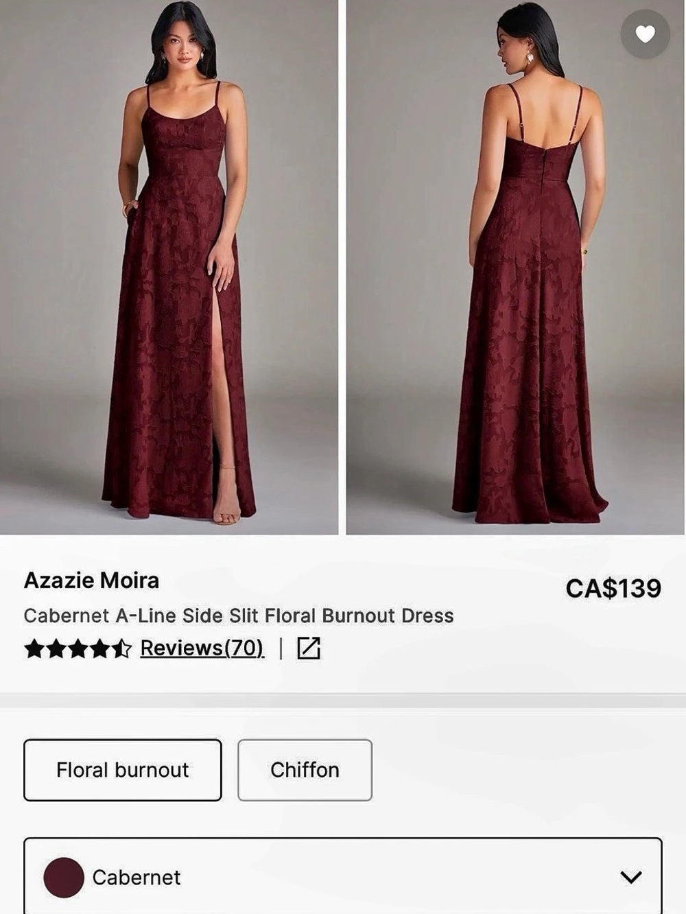 Azaize Moira Cabernet A-Line Side Slit Floral Burnout Dress Floral Burnout Maxi
